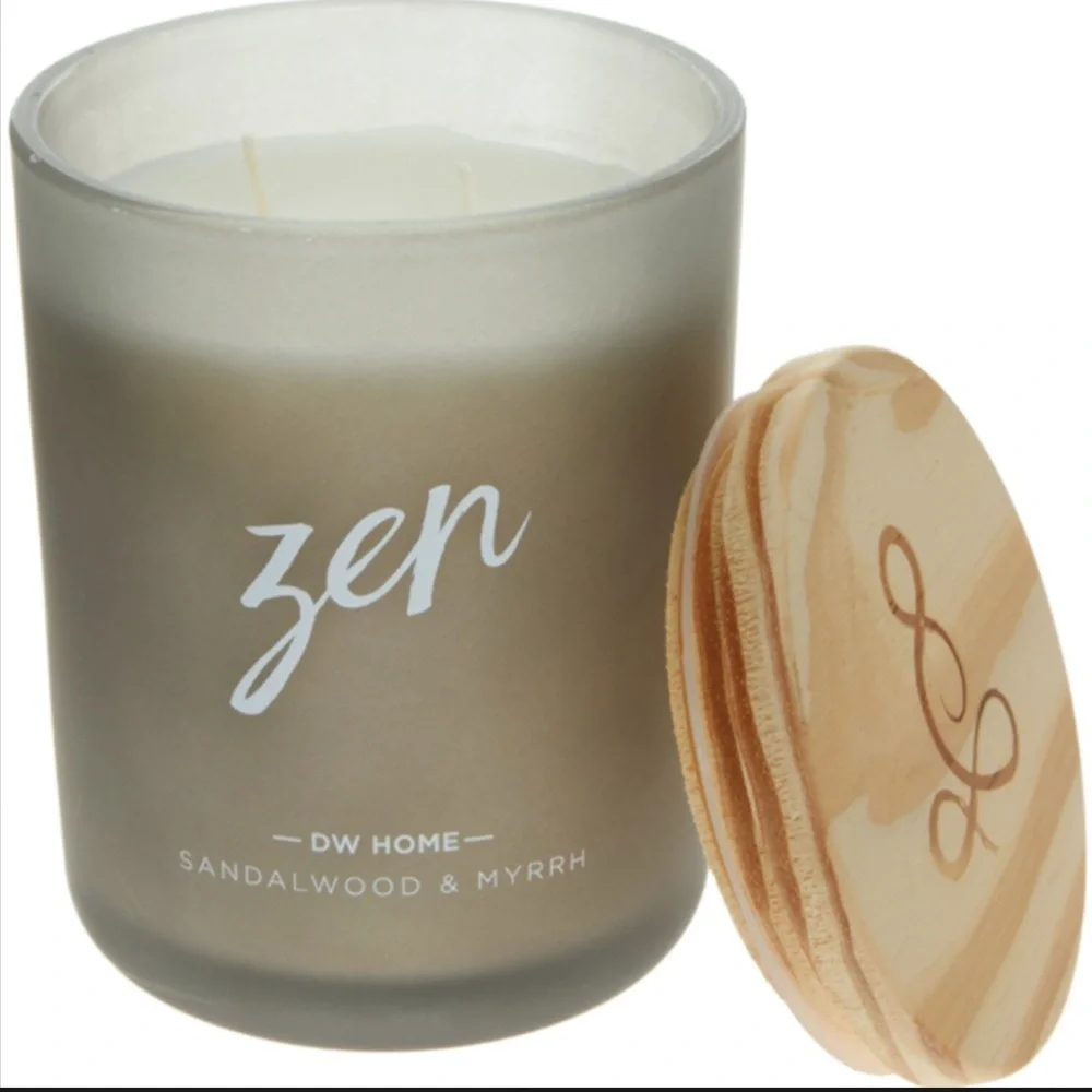 New DW Home Candle Zen Live Simply Sandalwood & Myrrh Candle Gray Two Wicks